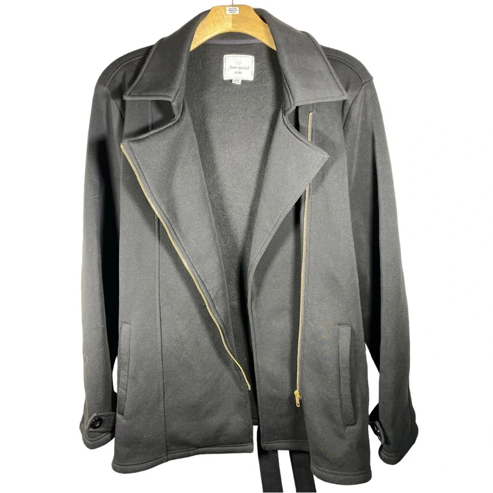 FREE SPIRIT Double Breasted Bomber Jacket With Waist Sash